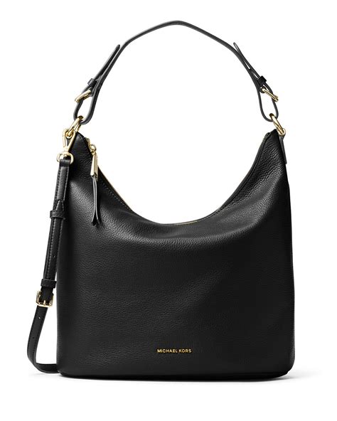 Michael Kors Lupita Large Shoulder Hobo Bag Purse Black / 